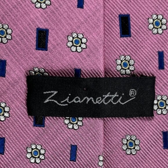 Zianetti Men's Handmade 100% Silk Tie Necktie Multicolor Floral Geometric NWT - Picture 6 of 9